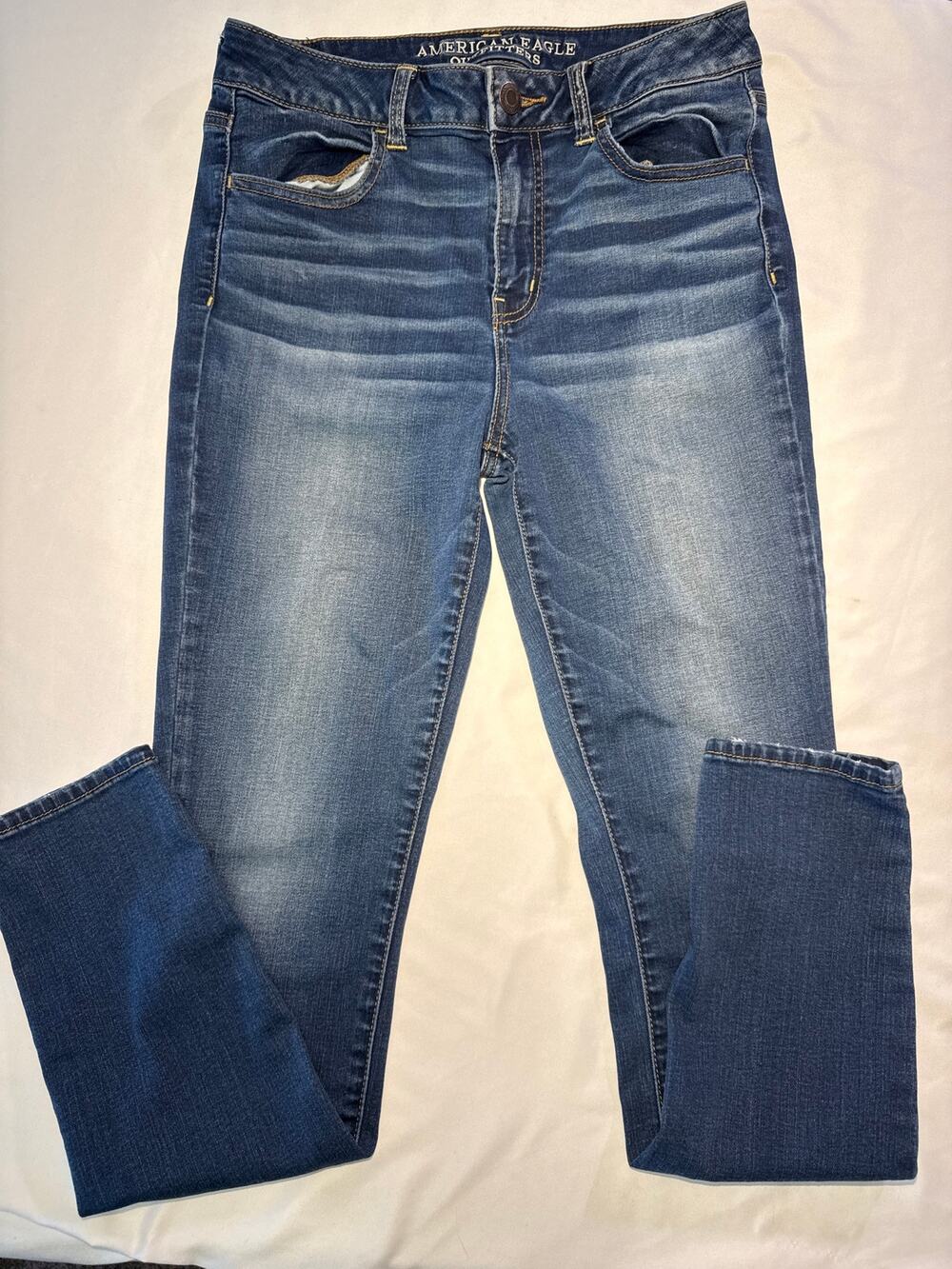 American Eagle Womens 10 Hi Rise Jegging Super Stretch Blue Jeans Medium Wash